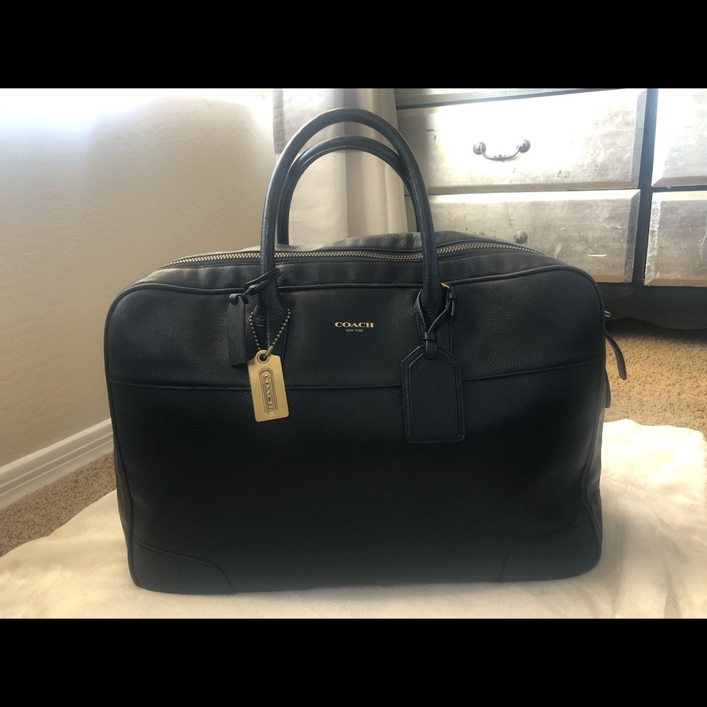 Coach black leather travel bag